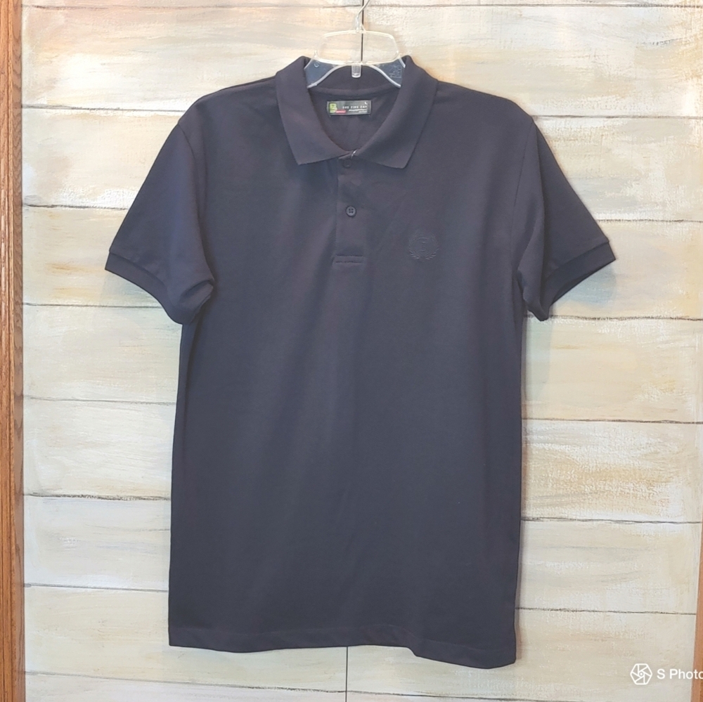 Bench men's polo collared shortsleeve preppy navy-blue button shirt size L NWT